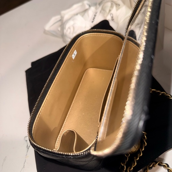 CHANEL Black Quilted Leather Mini Camera Crossbody with Gold Chain - Picture 5 of 6